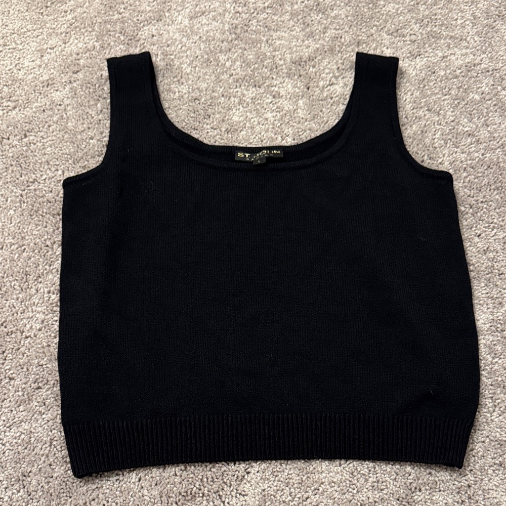 St. John Santana Knit Classic Black Tank Top